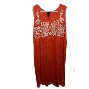 Design History Sleeveless Embroidered Dress Women’s Plus Size 2X Persimmon Tank
